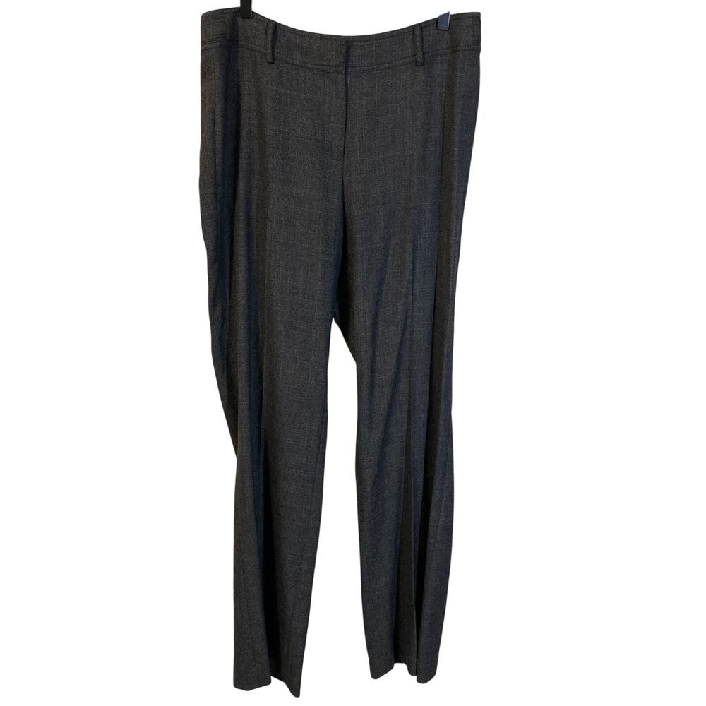 Ann Taylor Wool Blend Dark Gray Dress Pant Work Trouser Straight Leg Sz 8